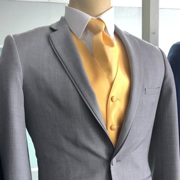 New LIGHT GOLD VEST, with matching tie, Adjustable Back, Szs small-2XL, Yellow - Picture 1 of 16